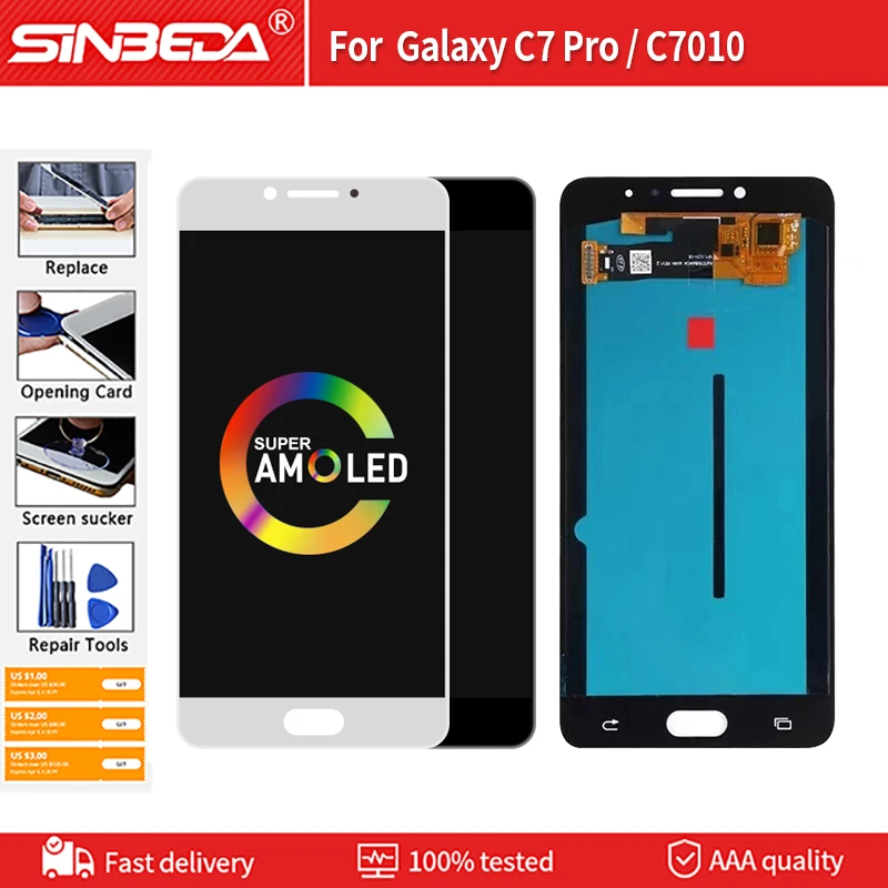 5 7 &quotсупер AMOLED lcd для SAMSUNG GALAXY C7 Pro C7010 дисплей сенсорный экран дигитайзер в сборе |