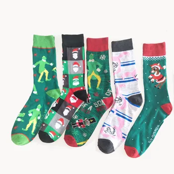 

5 pairs Free shipping new men Cartoon motion Christmas happy socks deer pattern Unisex Cotton funny cute Socks women Crew socks