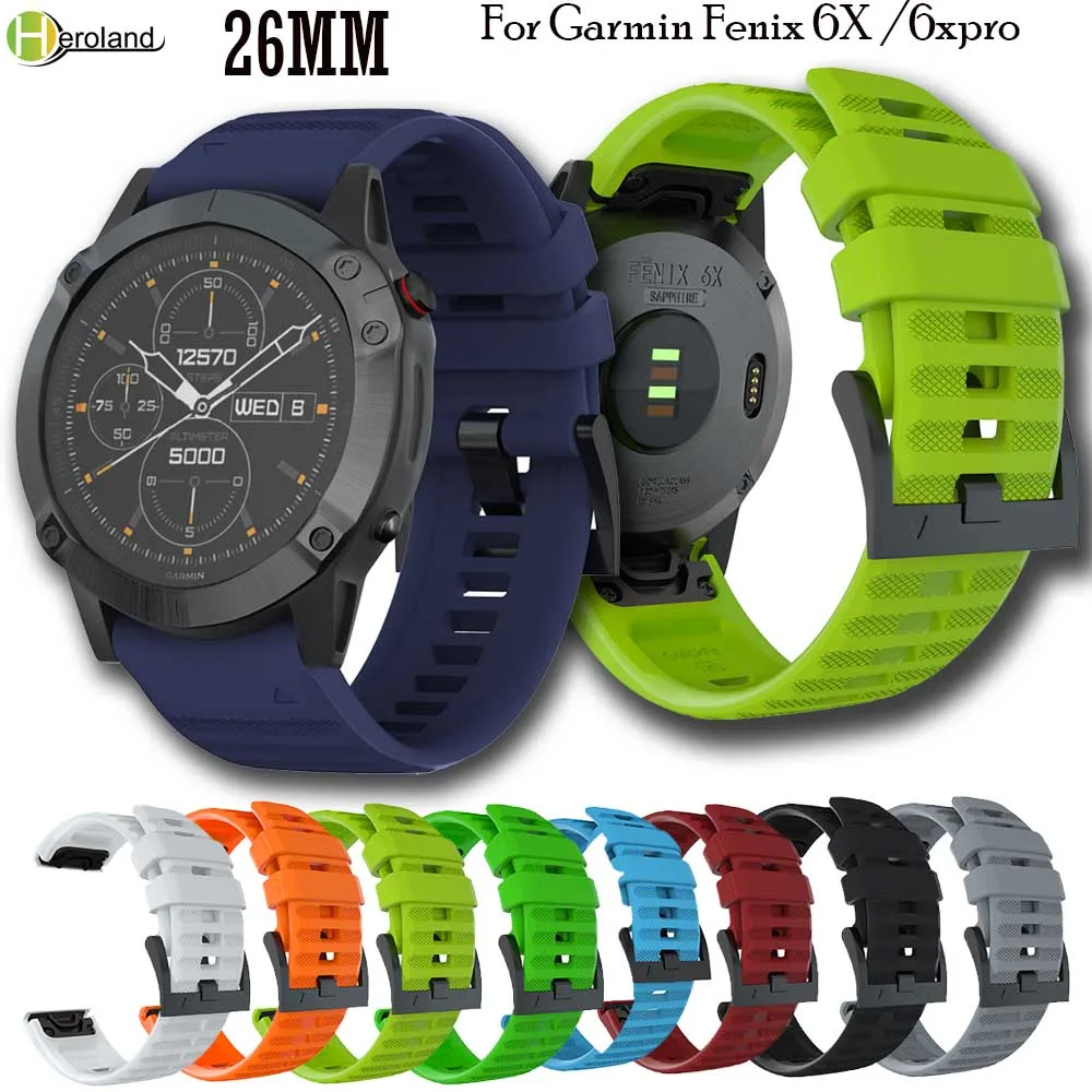 

26mm Quick Release watchBand Strap For Garmin Fenix 6X /6xpro /5X/ Fenix 3 3 HR Easyfit Replacement sport Silicone Wriststrap