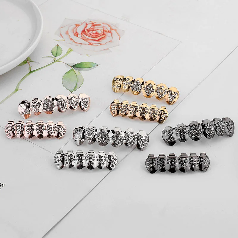 Teeth Jewelry Silver /Gold Teeth Grillz Hip hop Teeth Drip Grills Dental Top&Bottom Grill Tooth Caps Cosplay Party Body Jewelry