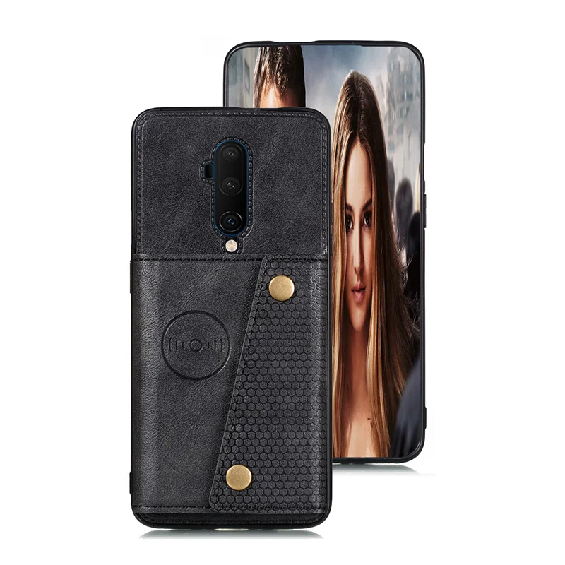 Haissky Чехол-кошелек с несколькими держателями карт для Oneplus 7 7T Pro, Кожаный противоударный чехол с откидной крышкой и карманом для карт, задняя крышка для Oneplus 7T 7 Pro - Цвет: Black