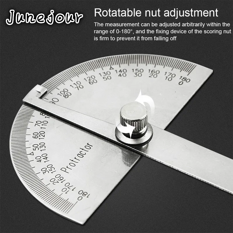 

10/15cm 180 Degree Adjustable Protractor Multifunction Stainless Steel Roundhead Angle Ruler Mathematics Measuring Tool