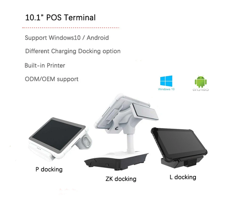 POS планшетный ПК терминальная система Windows 10 58 мм чековый принтер 10,1 сенсорный экран Bluetooth wifi USB RS232 двойной экран док-станция