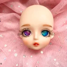 Tête de poupée BJD 1/6 avec yeux 3D multicolores, maquillage mignon, visage sans perruque, corps adapté aux poupées BJD de 30cm, accessoires de bricolage, jouets pour filles, cadeau