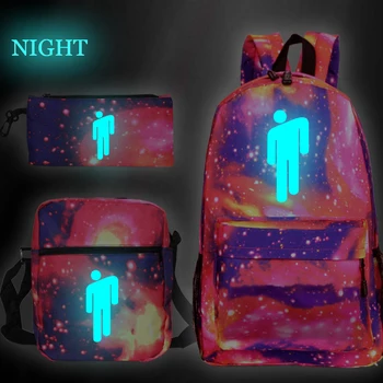 

Billie Eilish Luminous Backpack 3pcs/set School Bags for Girls Boy Laptop Backpack Travel Bags Women Backpacks