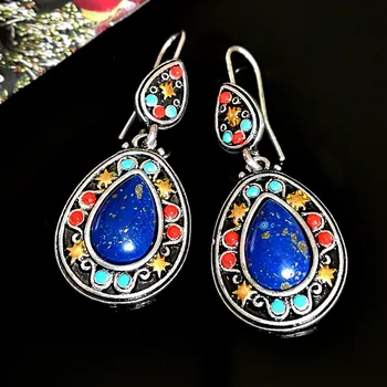 

10 pairs of hot Selling New Bohemian Folk Retro Water drops Earrings European and American fashion female accessories R-39