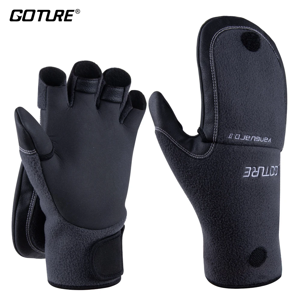 Goture Winter Ice Fishing Gloves Neoprene Polar Fleece Lining