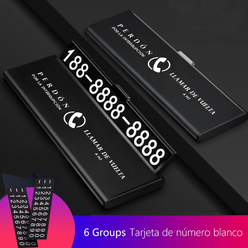 magnetic phone holder for car Ultra-thin Car Temporary Parking Card Phone Number Drawer Hideable Luminous One-click hid Telephone Number Plate wall phone holder Holders & Stands
