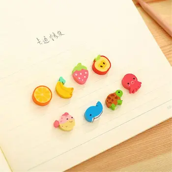 

20 pcs/lot Mini Kawaii Cartoon Animal Eraser Cute Creative Fruit Rubber Eraser For Kids Correction