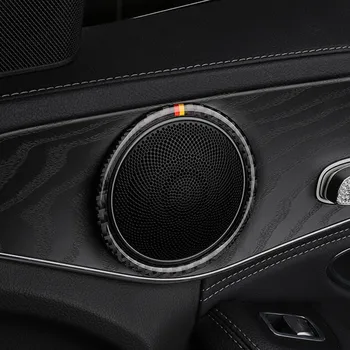 

Car Audio Speaker Circle Decoration Sticker Trim For Mercedes Benz E Class W213 2016-17 Carbon Fiber Door Loudspeaker Ring
