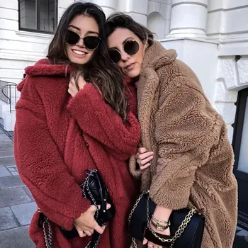 

Faux Fur Soft Coat Women Long Warm Jacket Coat Casual Female Fluffy Teddy Winter Coat Outwear