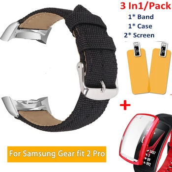 

2pcs Screen Protector for Samsung Gear Fit2 Fit 2 Pro Watch Band Bracelet Nylon Strap for Gear Fit2 Pro Protective case Cover