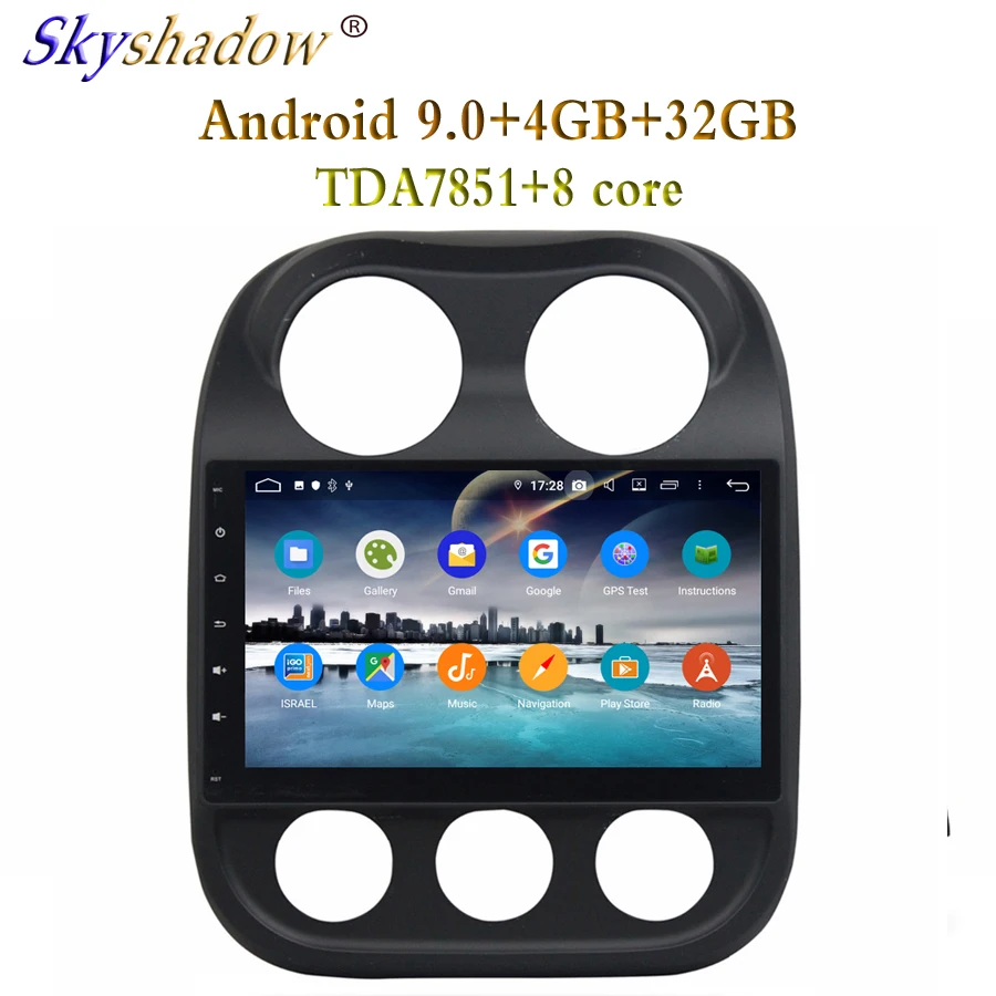 Discount DSP IPS 1 din Android 9.0 For Jeep Compass 2010-2016 4GB+32GB+8 core Car DVD Player GPS Glonass map RDS Radio wifi Bluetooth 4.2 3