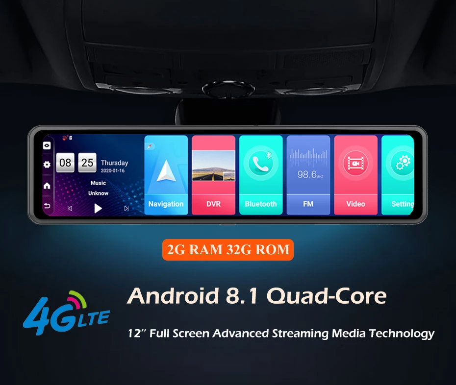 Новейший 4G Android 8,1 видеорегистратор 1080P двойной Лен wifi Dashcam 12 дюймов gps ADAS зеркало заднего вида Автомобильный видеорегистратор Камера для вождения