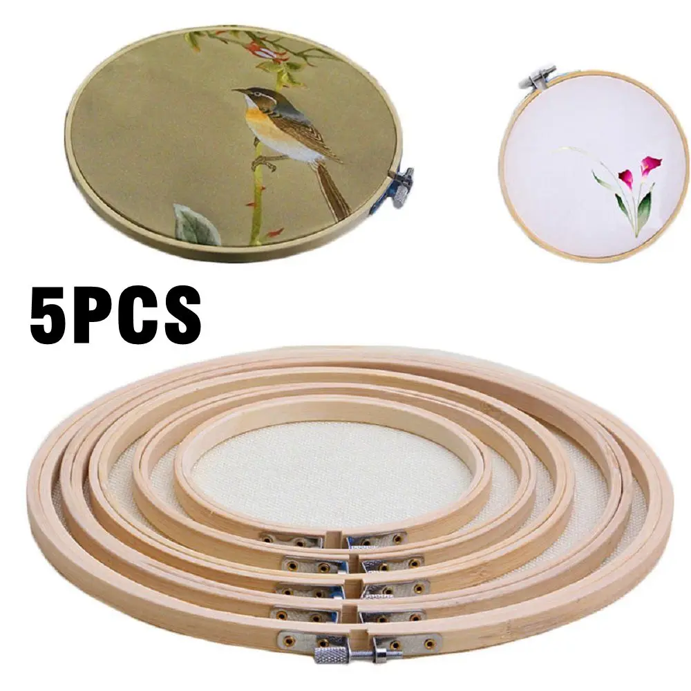 

5pcs/set 8-30cm Wooden Frame Hoop Circle Embroidery Round Machine Bamboo For Cross Stitch Hand DIY Household Craft Sewing Tool