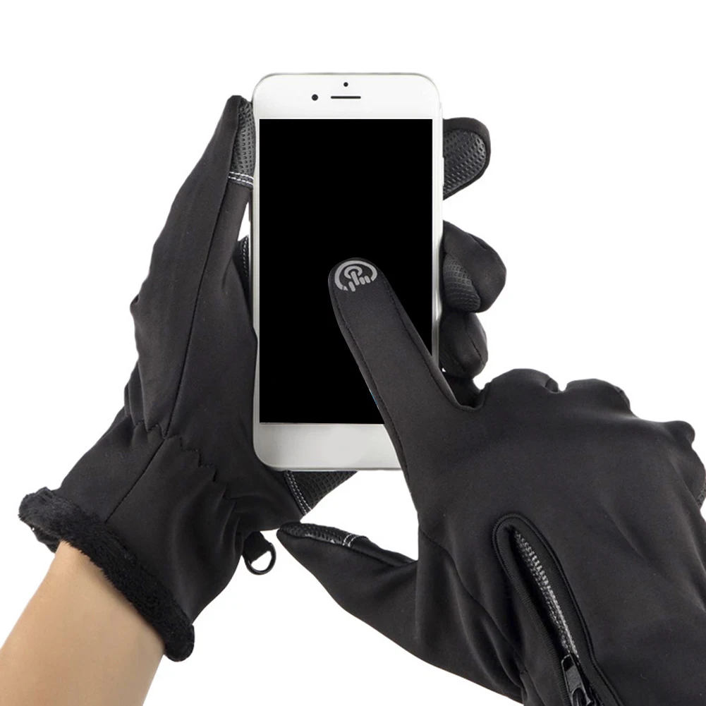 Зимние лыжные мужские перчатки женские модные черные велосипедные теплые ветрозащитные водонепроницаемые перчатки с сенсорным экраном женские нескользящие перчатки для верховой езды
