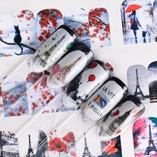 12 видов конструкций Париж нейл-арта, водные переводные наклейки, очаровательные пикантные женские ботинки DIY слайдер Наклейки полное покрытие обертывания маникюрные Типсы BEBN373-384