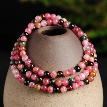 

Natural tourmaline hand string ball bracelet fashion hundred women around multi-circle crystal jewelry bracelet with certificate