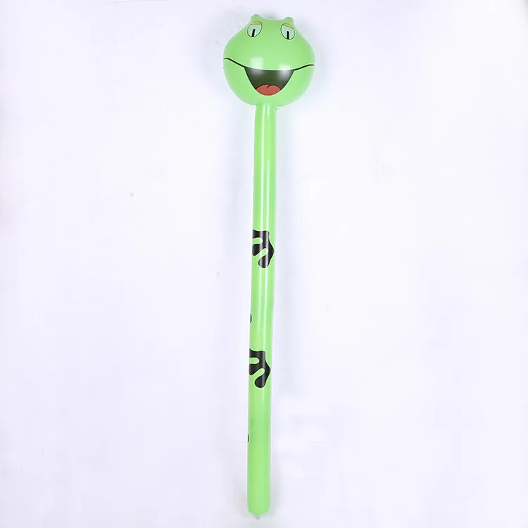 PVC Children's Inflatable Animal Head Long Stick Cow Rabbit Tiger Giraffe Avatar Balloon