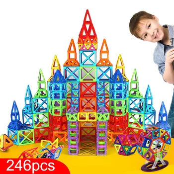 

New 246pcs Mini Magnetic Designer Construction Set Blocks Model & Building Toy Plastic Magnetic Blocks Educational Toys For Kids