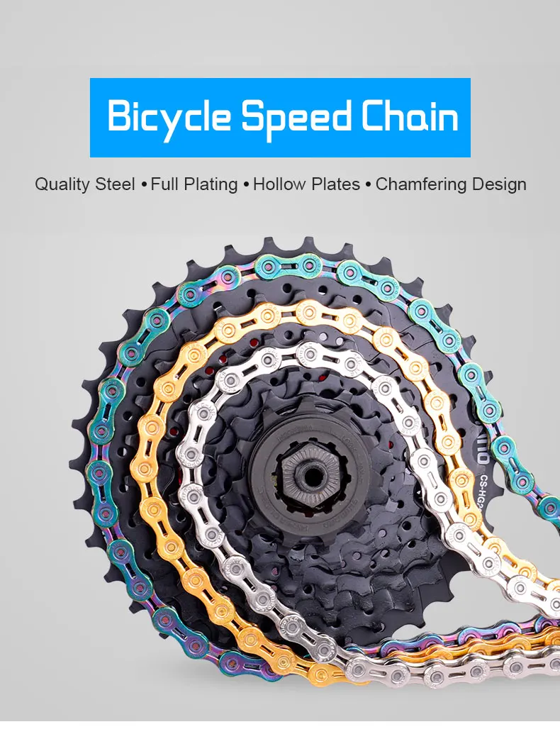Deemount 11S велосипедная цепь 116 звеньев 11 скоростей#50 легированная сталь с полным покрытием Высокая контактная мощность опционально полые пластины сияющий цвет