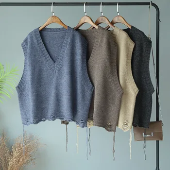 

2019 Autumn Women Knit Sleeveless Vest Outside Plus Size Elegent Lady Women's Vest clothing