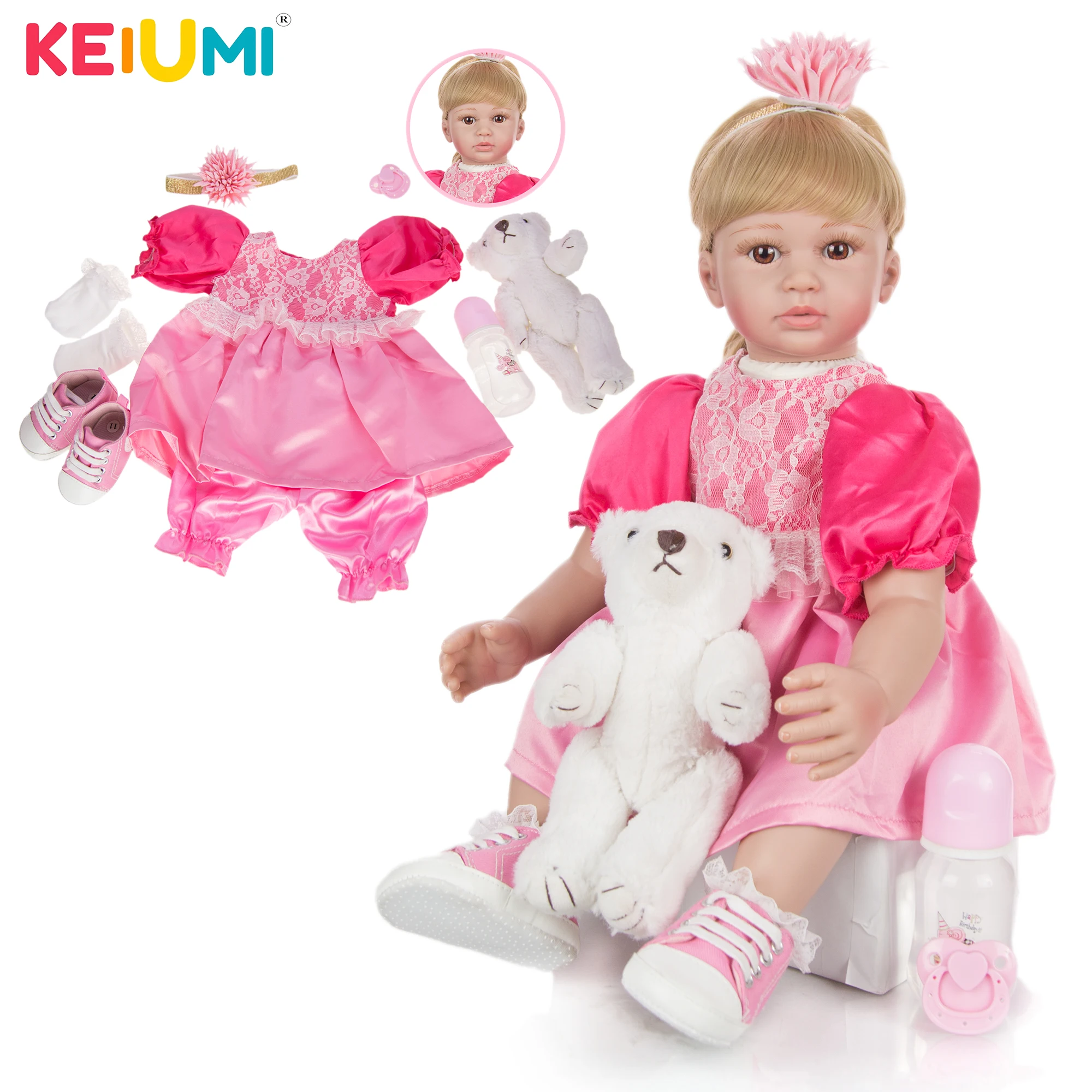 

Силиконовые куклы Новорожденные KEIUMI, 24 дюйма, принцесса, золотые волосы, игрушка новорожденный, малыш, Playmate, косплей, игрушка «сделай сам», подарок для ребенка на день рождения