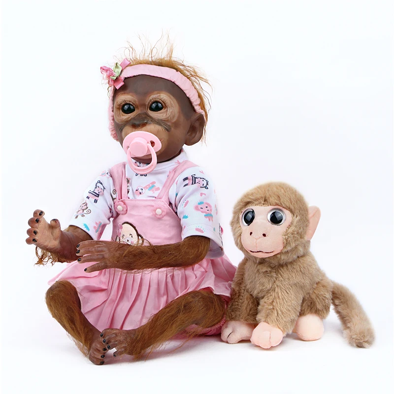 

ZIYIUI Reborn Monkey Doll 52Cm Lifelike Silicone Head 3/4 Limbs And Soft Cloth Body Special Christmas Gift Children Toys