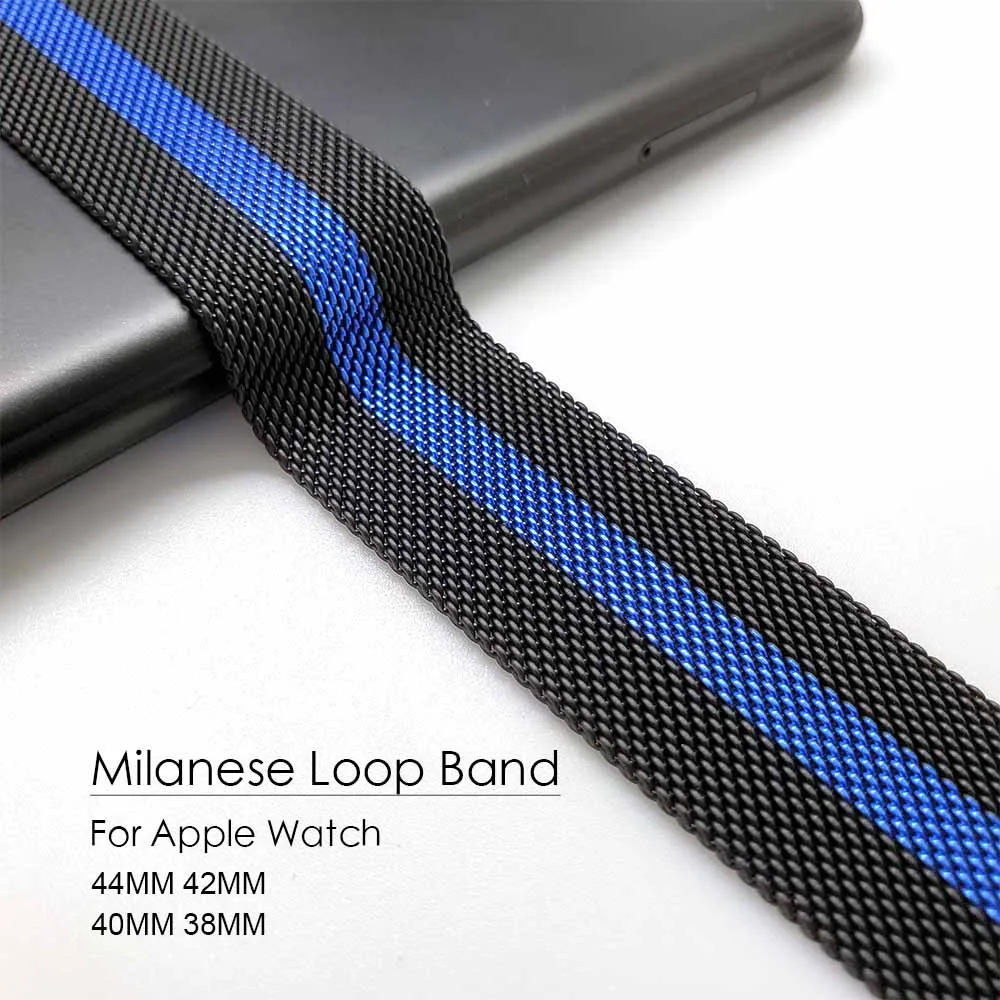 ML Black blue Металлический браслет для Apple Watch 5 4 44 мм 40 мм iwatch series 1 2 3 42 мм 38 мм Миланский соединитель из нержавеющей стали ремешок - Цвет: ML Black blue