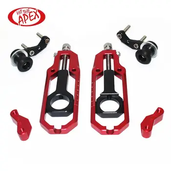 

CNC Chain Adjusters Tensioners Catena Rear Axle Spindle with Paddock Bobbins For Suzuki GSXR1000 2009-2016 GSX R1000