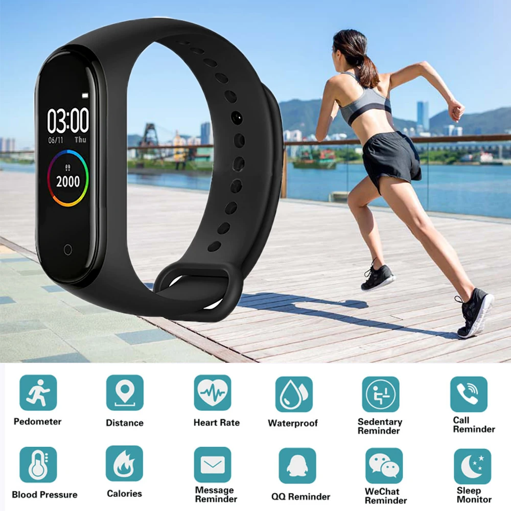 

Rovtop M4 Smart Watch Smart Wristband Blood Pressure Heart Rate Monitor Fitness Tracker Bracelet Sports Android Smart Watch