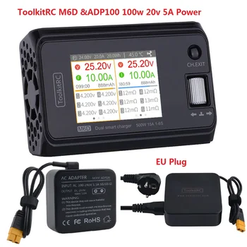 

ToolkitRC M6D 15Ax2 DC Dual-channel Mini Charger Discharger with ADP100 100w Hota 350W Adapt for Output 1-6s Lipo LiHV Lion NiMh