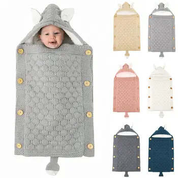 

2020 New Baby Sleeping Bag Newborn Infant Boy Girl Blanket Knit Crochet Warm Swaddle Wrap