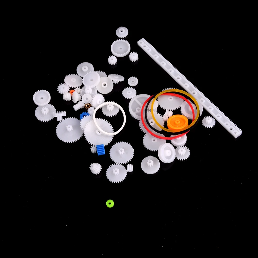 Transmission Gear 60 Pcs/set Plastic Gear Set DIY Rack Pulley Belt Worm Single Double Gears