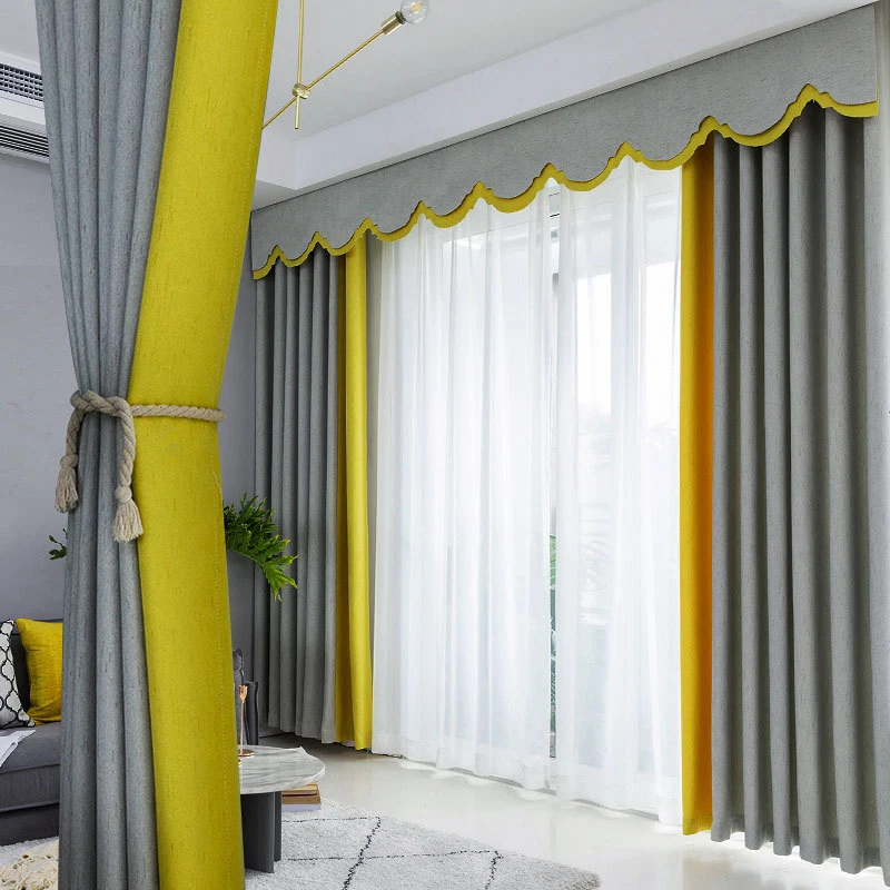 

Linen Simple Stitching Curtain Custom Solid Color Cotton Linen Curtain Fabric Living Room Bedroom Hotel Sunshade Customization