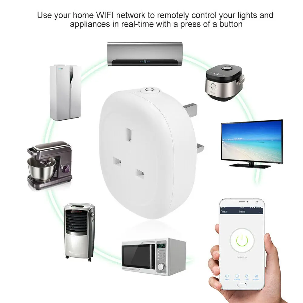 Для Alexa Google Home Голосовая синхронизация Wi-Fi умная розетка, беспроводная умная вилка, совместимая с IOS/Android Smart Life APP Smart Home Plug