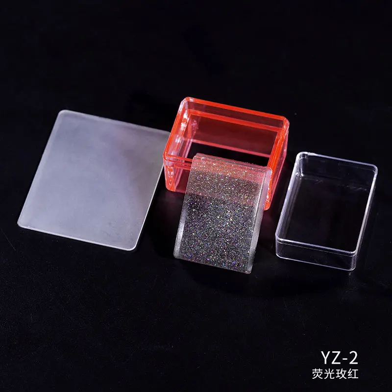 Маникюрный штамп с пластиной-скребком прозрачный красный зеленый цвет инструменты для ногтей DIY 3D Маникюр флуоресцентный лазер кремнезем штамп MZ227 - Цвет: 02 red