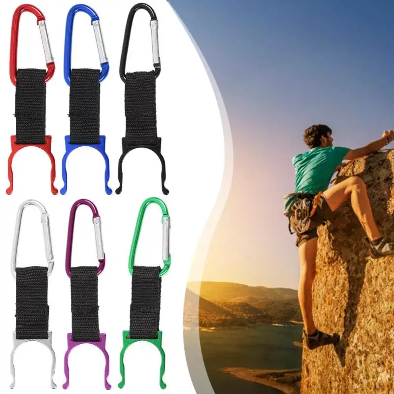 Durable Bottle Holder Clip Classic Delicate Aluminum Water Bottle Holder Clip Buckle Hiking Camping D-shaped Carabiner Hook