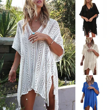 

Summer Women's See-through Hollow Out Bikini Cover-Ups Beachwear Swimsuit Swimwear Cover Up Kaftan Ladies Swimwear Dress