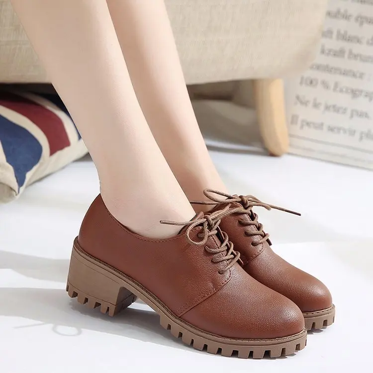 British-Style Small Leather Shoes Women's Spring And Autumn New Style College Style Lace-up Casual Shoes Versatile Harajuku