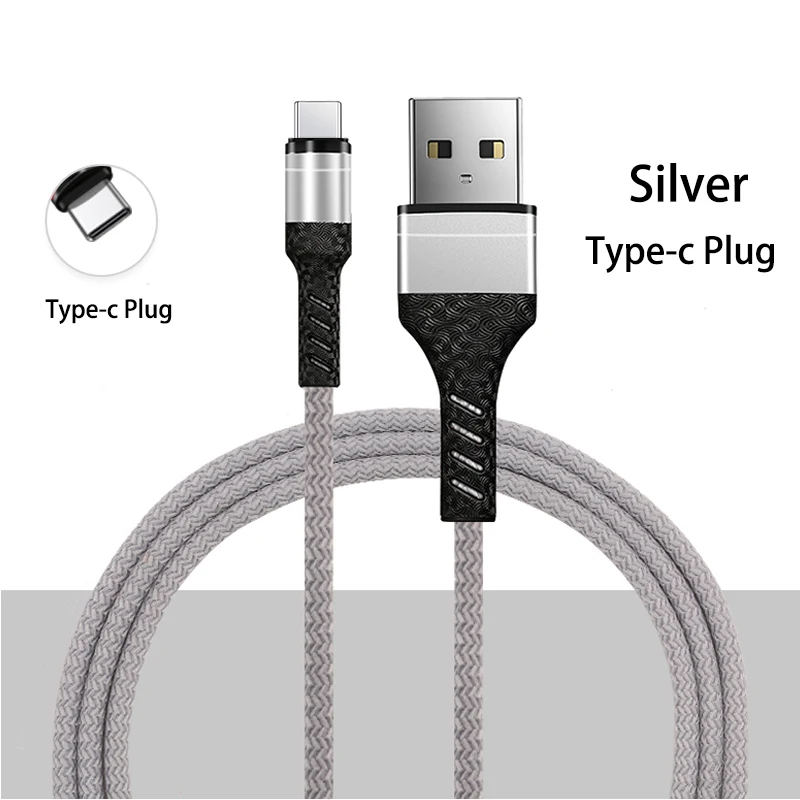 Micro usb кабель для huawei samsung type c Быстрый зарядный кабель для oppo xiaomi 1 м Быстрый usb кабель для oneplus huawei p30 mate20 - Цвет: Type c usb Silver