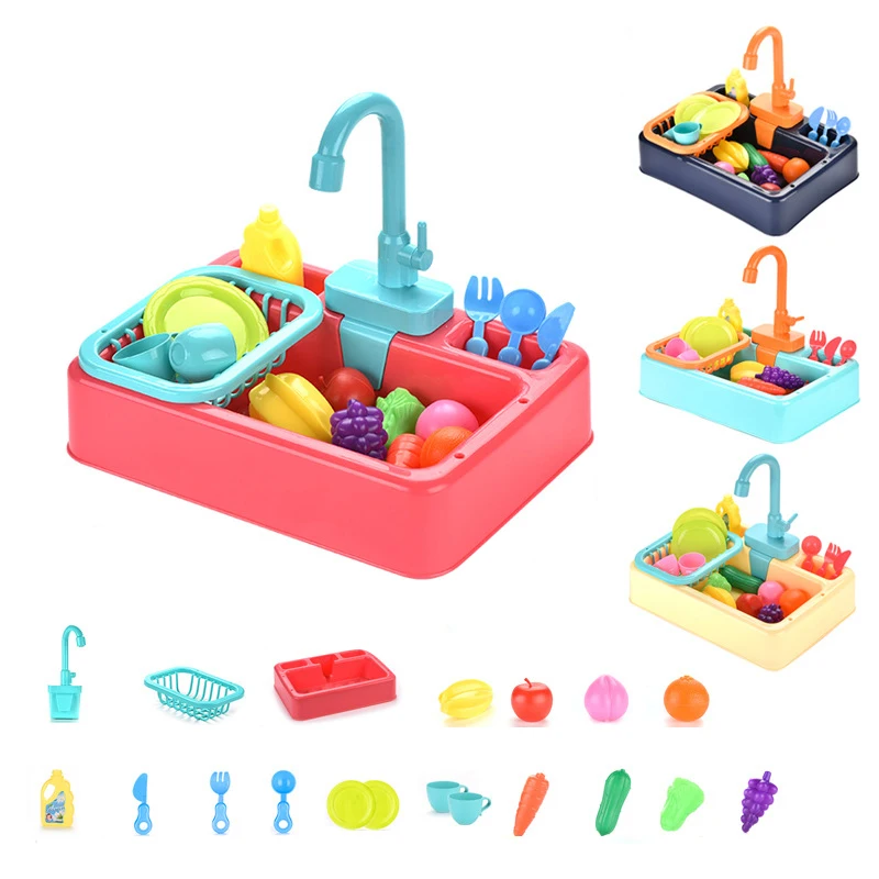 Children Electric Dishwasher Toy Set Educational Kitchen Sink Toys Pretend Kitchen Toys
