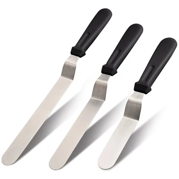

Pastry Spatula Set Of 3 Angled Spatulas Stainless Steel Icing Spatula Spatula Cake Pastry Pallet Kitchen Utensils Black