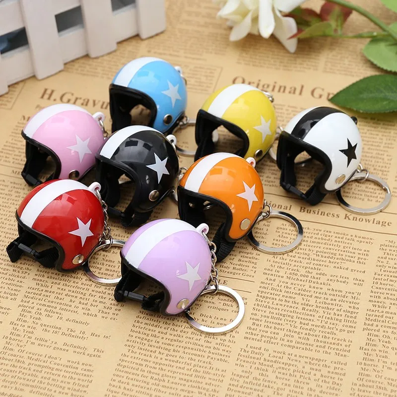 Yaoping Mini Motorcycle Helmet Keychain Men's Gift Five-Pointed Star Helmet  Key Ring