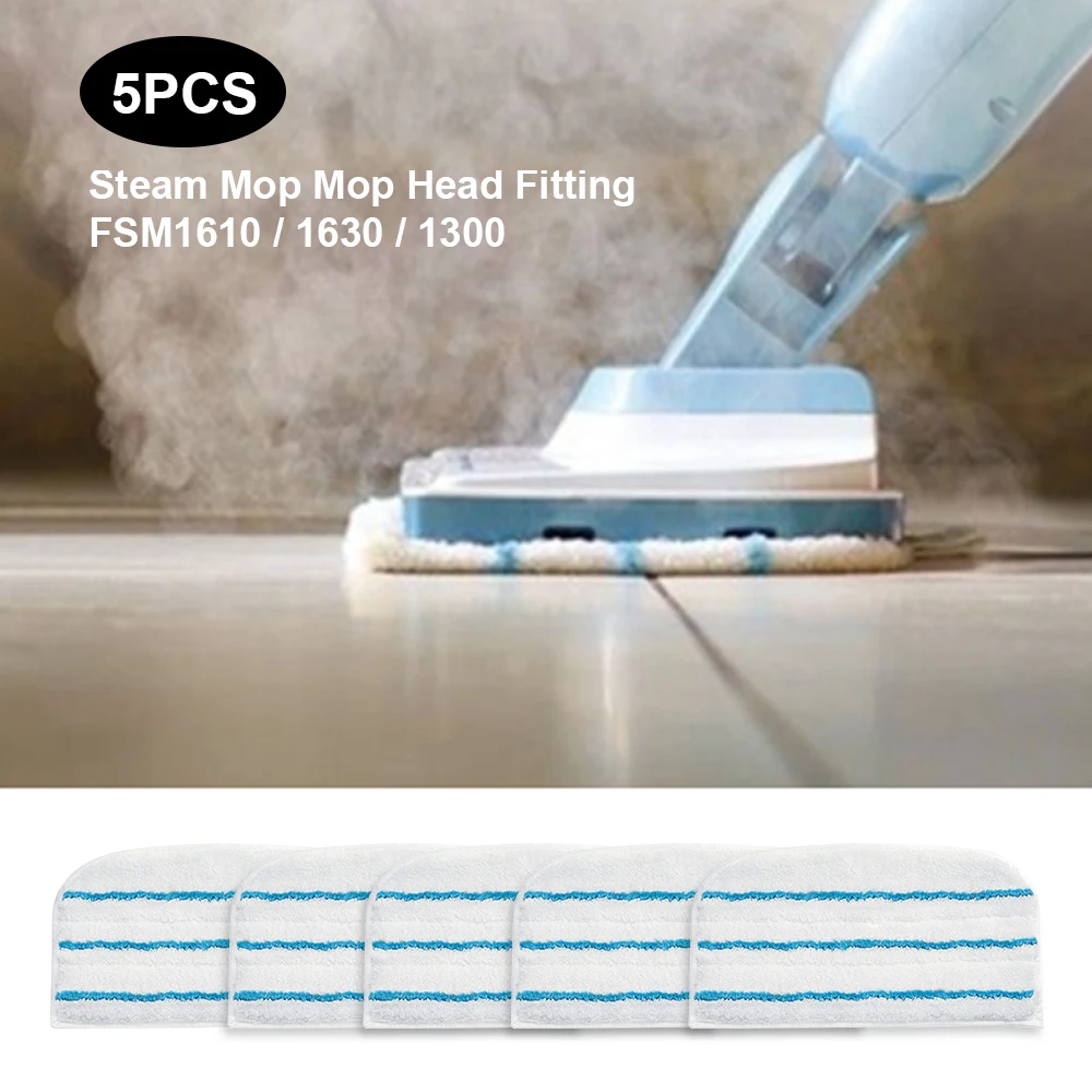 2/5PCS Reusable Fiber Mop Pads For Black & Decker Steam Mop Washable