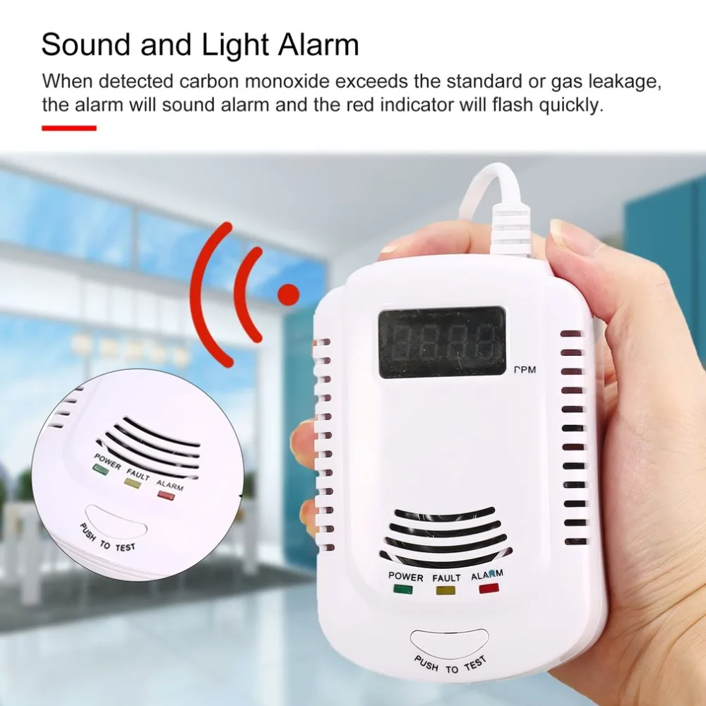 Combustible Gas Detector Sensor LPG Natural Gas Analyzer Leak Determine Tester Sound-light Alarm Security Alarm System EU Plug