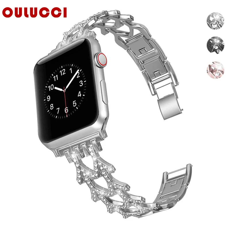Браслет Oulucci для Apple Watch band 42 мм/38 мм/40 мм/44 мм браслет из нержавеющей стали розового