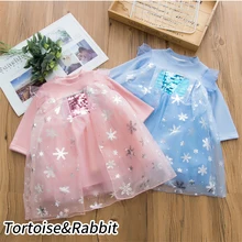 Модное платье принцессы Эльзы для девочек; детская одежда с длинными рукавами для дня рождения; вечерние платья для костюмированной вечеринки; одежда для детей 2-6 лет; сезон зима-весна