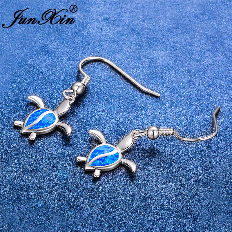 Милые висячие серьги в форме черепахи с изображением животных цвет белое золото