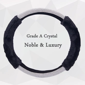 

Universal Fuzzy Car Steering Wheel Cover 38CM Soft Cover with Rhinestone